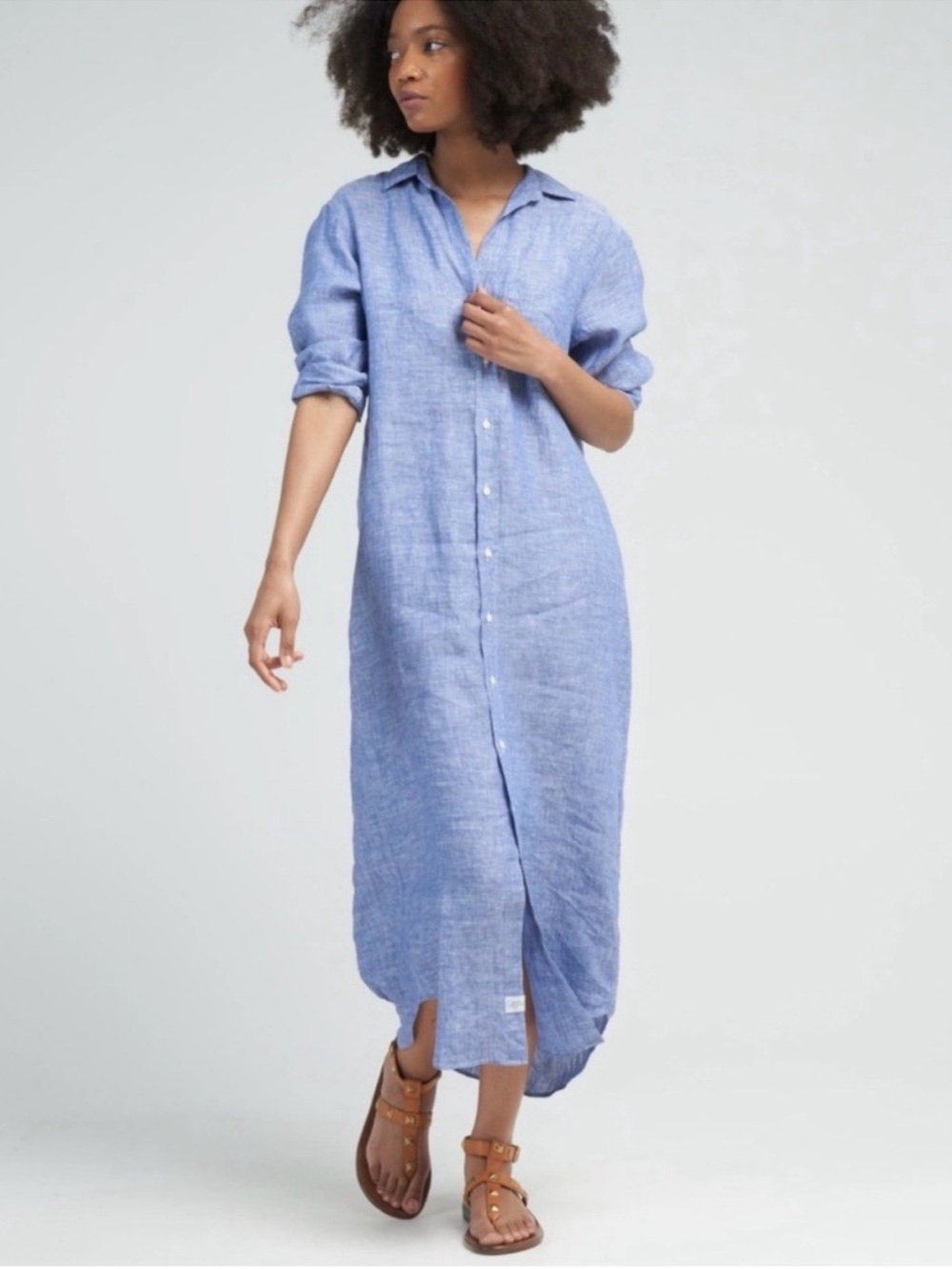 Frank & Eileen Rory shirtdress blue linen